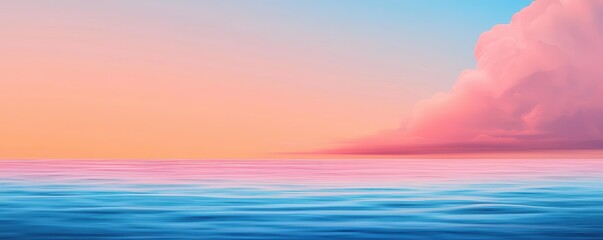 Poster - A serene ocean view at sunset, featuring gentle waves and soft pastel colors in the sky, creating a tranquil atmosphere.