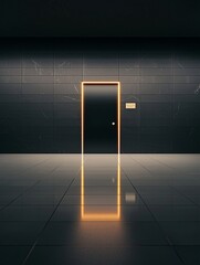 Poster - A door in the middle of an endless desert, opening to reveal an entirely different world beyond, glowing with unknown energy, fine-art surrealism, dreamlike atmosphere, ultra-detailed textures,