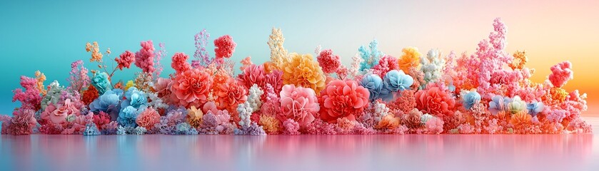 Poster - a garden where flowers are made of living glass, reflecting the shifting colors of the sky, intricat