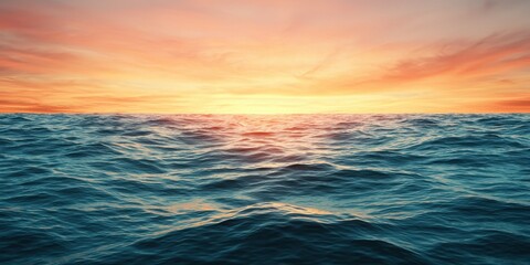 Aufkleber - A tranquil seascape at sunset, showcasing vibrant colors reflecting on the calm water's surface.