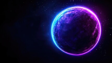 Poster - Exploring cosmic wonders neon planet space digital art dark environment futuristic viewpoint
