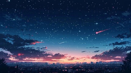 Wall Mural - Captivating pixel art showcasing the beauty of stars at night.