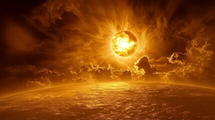 Wall Mural - Venus is enveloped in a thick atmosphere that affects its heat retention.