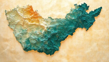 Poster - Abstract map illustration with gradient color dots on textured background