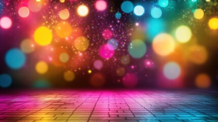 Wall Mural - Colorful Abstract Background with Bright Bokeh Effects and Lights