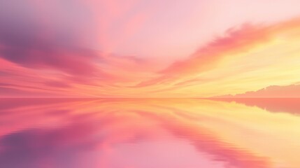 Poster - A serene landscape featuring a tranquil sunset with vibrant pink and orange hues reflecting on calm waters.