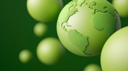 Poster - A vibrant green globe illustration representing Earth, emphasizing environmental themes and sustainability.