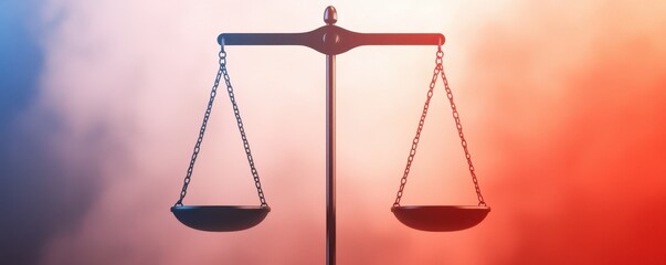Aufkleber - A symbolic image of balanced scales representing justice, set against a vibrant, colorful background.