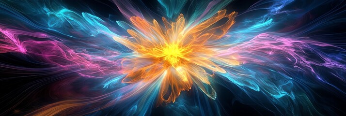 Leinwandbilder - Abstract Explosion of Colorful Light Energy for Sci-fi Backgrounds