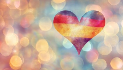 Poster - Heart shaped mosaic with sparkling bokeh background in warm and cool color tones representing love and affection
