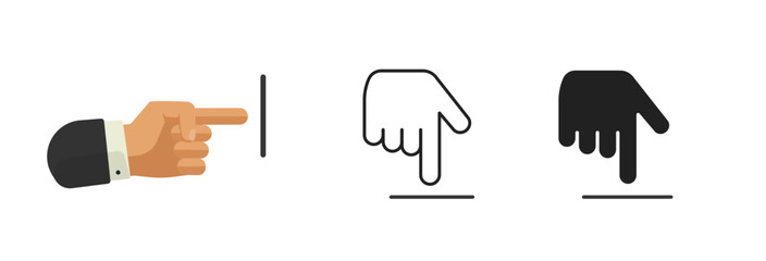 Poster - touch surface finger hand icon simple line stroke outline vector, pointer push poke flat carton grap