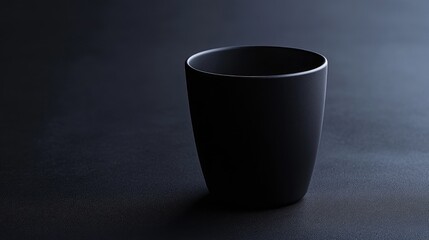 Poster - A black ceramic cup positioned on a dark surface, emphasizing its sleek, simple design and evoking a sense of elegance and sophistication