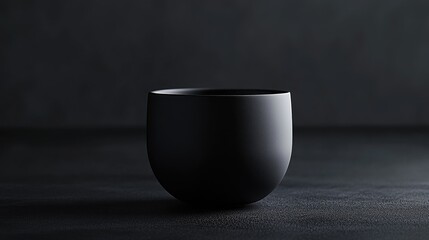 Poster - A black ceramic cup positioned on a dark surface, emphasizing its sleek, simple design and evoking a sense of elegance and sophistication