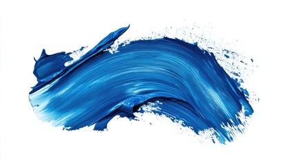 Poster - A striking visual of blue oil paint brush strokes with a grunge texture, isolated on a white background, ideal for modern art, creativity, or abstract themes