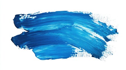 Poster - Bold, grunge blue oil paint brush strokes isolated on white, highlighting the raw texture and artistic energy of the strokes