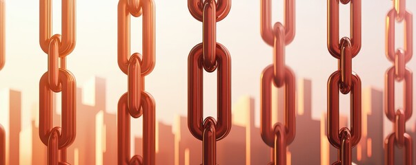 Poster - A visually striking image of metal chains against an abstract background, symbolizing strength, connection, and industrial themes.