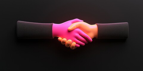 Poster - Two stylized hands shaking, symbolizing partnership and collaboration against a dark background.