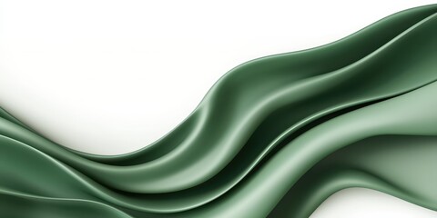 Poster - A smooth, flowing green fabric drapes elegantly against a white backdrop, creating a serene and sophisticated aesthetic.