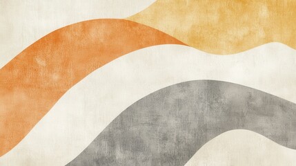 Poster - Soft arcs of muted pencil strokes create a serene backdrop in shades of gray, orange, and cream