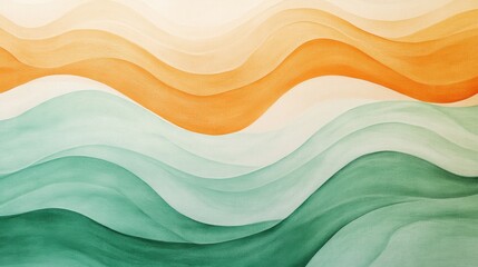 Poster - Wavy minimalist strokes create a soft gradient blending warm and cool hues in a modern artistic design