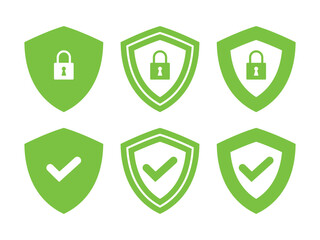 Wall Mural - security shield sign vector set green