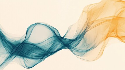 Aufkleber - Flowing abstract lines create a harmonious blend of turquoise and golden hues on a light background