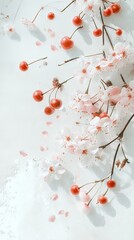 Wall Mural - cherry fruit illustration. cherries watercolor background. wallpaper background