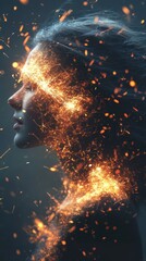Aufkleber - Surreal representation of a glowing woman expressing ethereal beauty and energy in a dreamlike setting