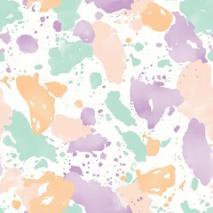 Poster - Serene watercolor doodle of abstract shapes in soft pastel colors creating a calming visual experience