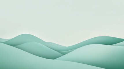 Poster - Pastel mint green landscape with soft curves creating an inviting atmosphere for relaxation and creativity