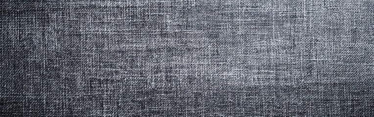 Poster - Monochromatic gray burlap texture showcasing intricate weave and natural fibers in a minimalist style