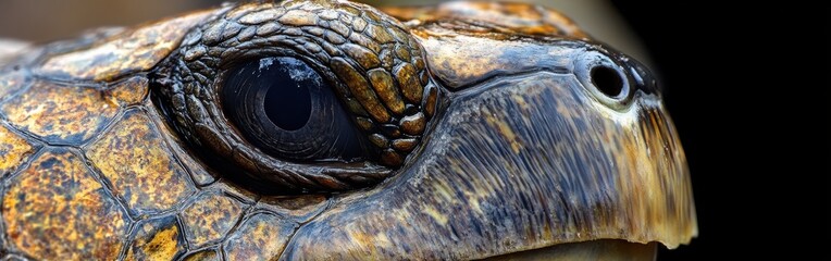 Poster - Close-up view of a sea turtle's face showcasing intricate textures and vivid details under natural light