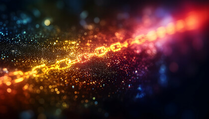Poster - Abstract chain design, glowing particles
