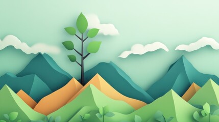 Poster - visual representation of mutual fund growth with mountains and greenery showing progress over time