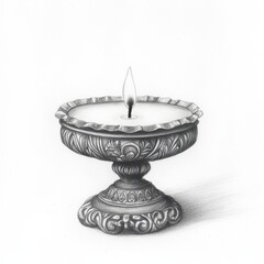 Aufkleber - Elegant candle burning on a decorative stand creates a warm ambiance in a serene setting at night