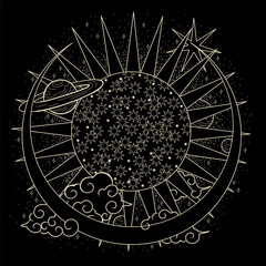 Wall Mural - vector illustration set of moon phases. different stages of moonlight activity in vintage engraving 