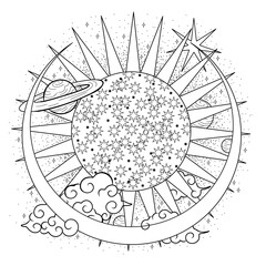 Wall Mural - vector illustration set of moon phases. different stages of moonlight activity in vintage engraving 
