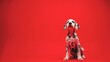 © Thuntaree - Adorable Dalmatian Puppy Sitting on Bright Red Background