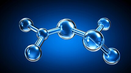 Poster - Luminous Blue Molecular Structure, Nodes Connected by Glowing Pathways on a Blue Background