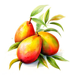 Wall Mural - digital technology mango watercolor design illustration