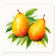 Wall Mural - digital technology mango watercolor design illustration