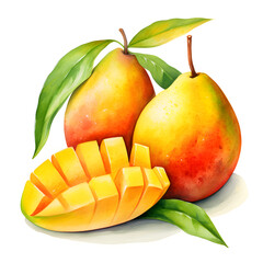 Wall Mural - digital technology mango watercolor design illustration