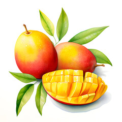 Wall Mural - digital technology mango watercolor design illustration