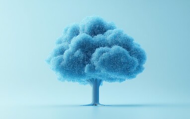 Fototapete - Blue cloud computing icon with circuit design on a light blue background, 3D rendering, symbolizing advanced technology and digital infrastructure