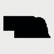 © Петро Корженівський - Nebraska Map Black, State Border, United States, US America, Transparent Isolated, Variations. High detailed vector map - Nebraska. Vector icon. Color set