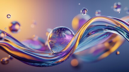 Poster - Mesmerizing abstract art with swirling luminous and prismatic fluid motion in a surreal dreamlike composition