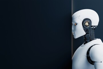 Poster - 3D Rendered Humanoid Robo Concept in Futuristic Environment with Minimalist Design