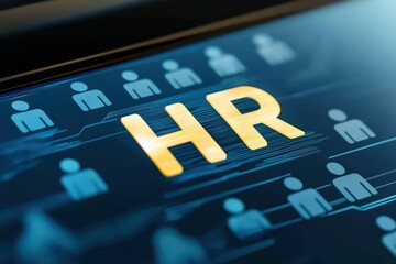 Poster - AI Driven Human Resource Concept with Holographic Interface Displaying Employee Connections