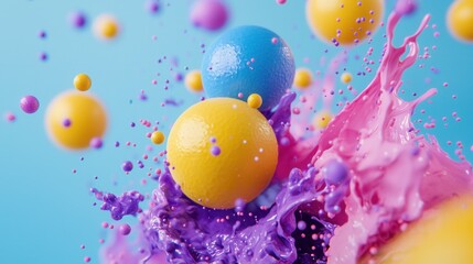 Poster - A captivating abstract composition featuring a dynamic and colorful splash of surreal fluid motion and vibrant shapes floating in a dreamlike mesmerizing setting