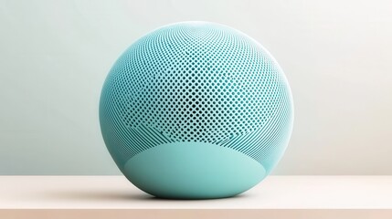 Poster - Sleek modern abstract digital art featuring a minimalist blue sphere with a geometric textured pattern against a simple background